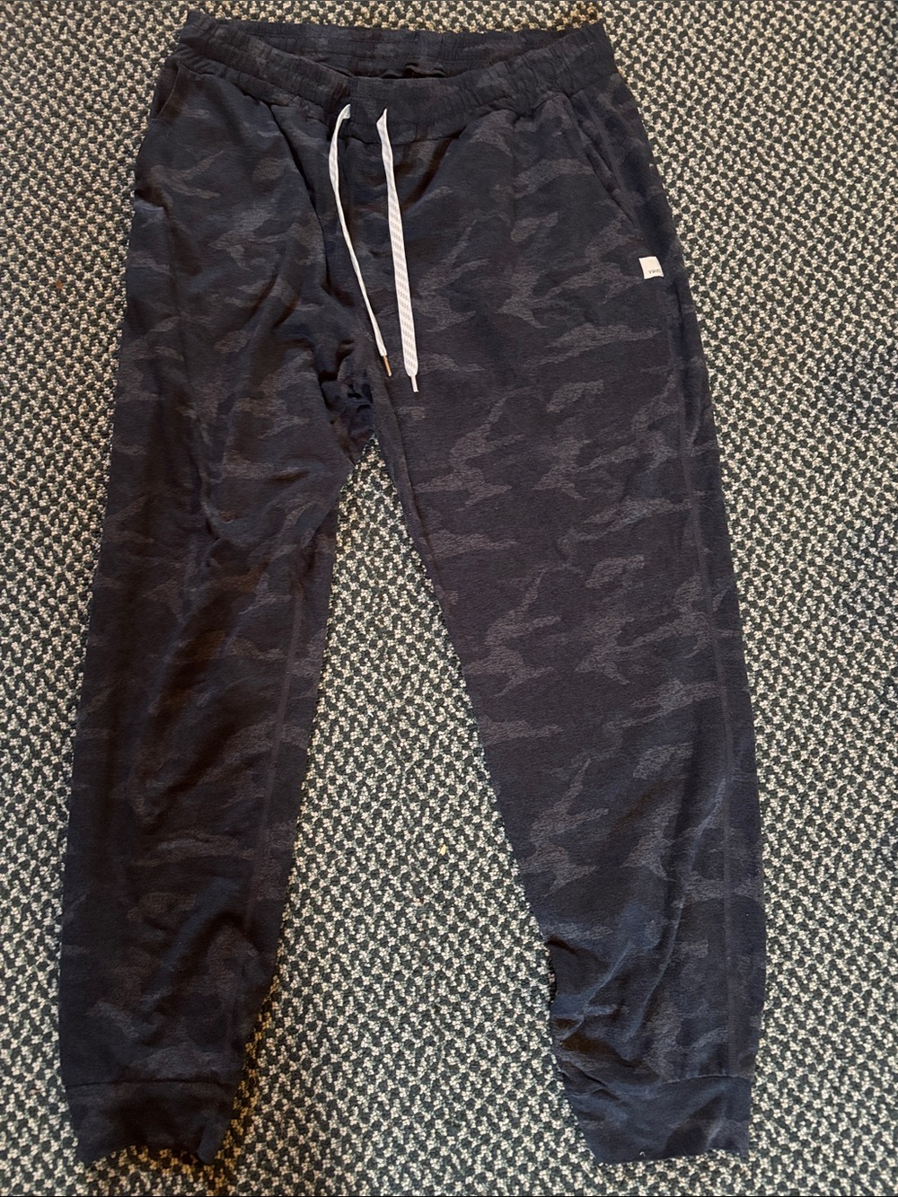 Vuori Black Camo Joggers with White Drawstring
